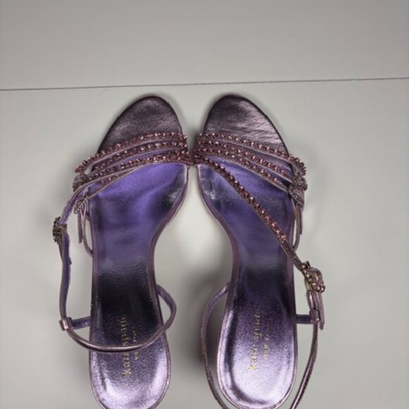 Kate Spade Makenna Crystal Sandals New Size 10M Metallic Pink Purple Leather - Picture 3 of 15